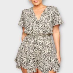 Sugar Lips Leopard Print Drawstring Flowy Romper Women’s Size M